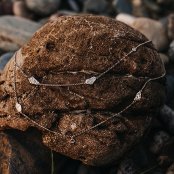 Двухъярусное серебряное колье-цепочка «Камешки»